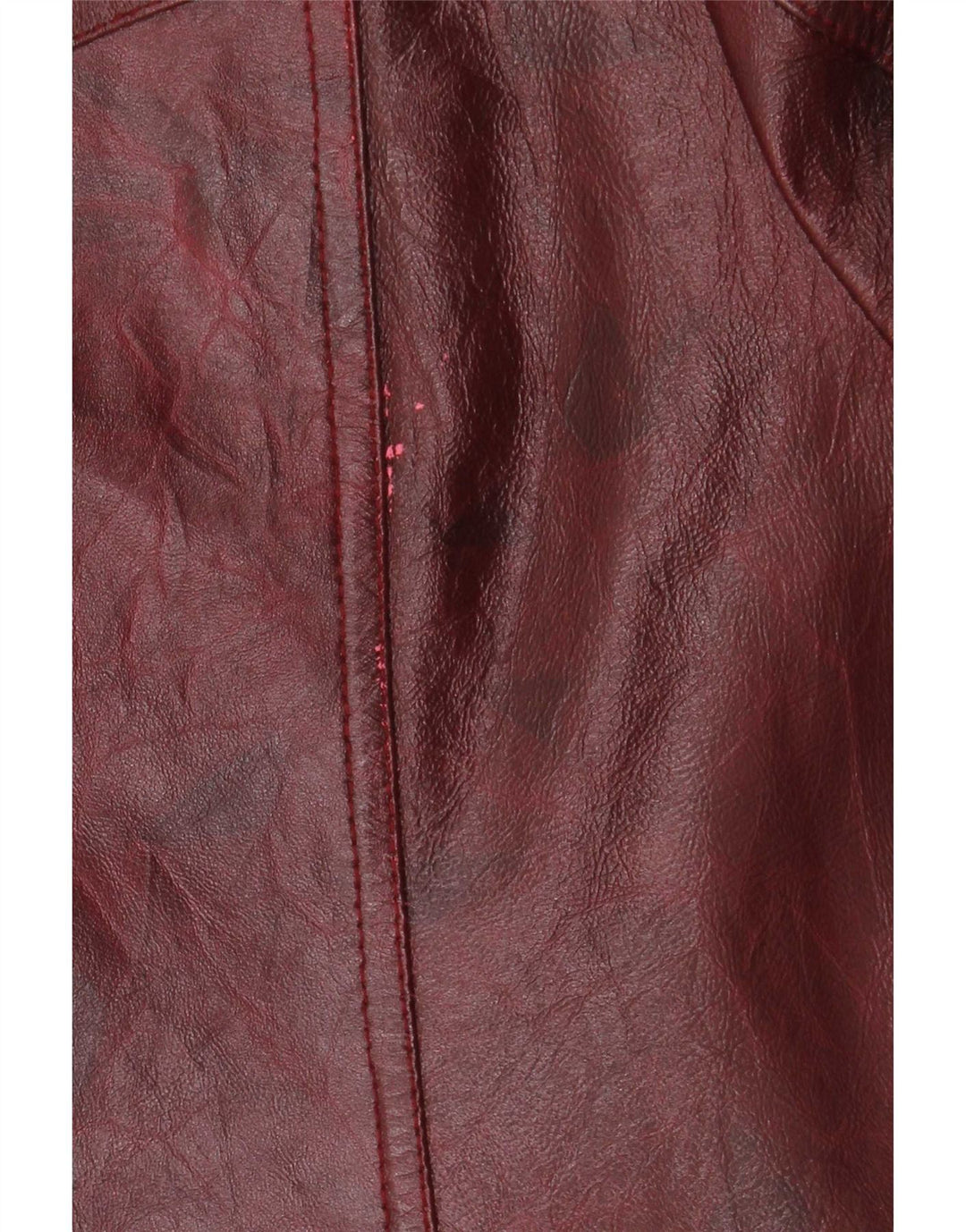 Vintage mujer chaqueta de cuero Reino Unido 26 5XL Borgoña