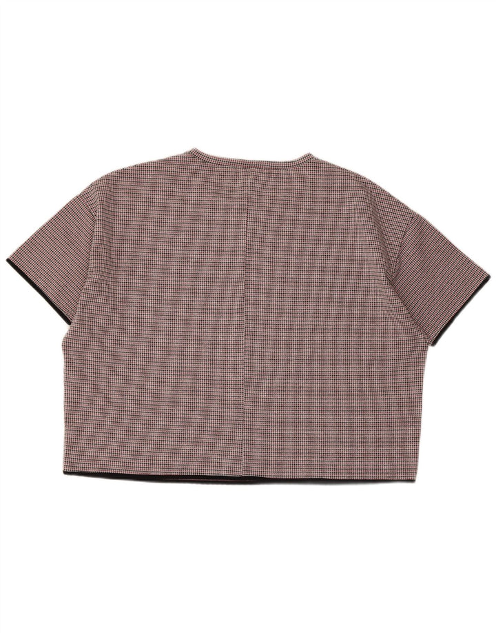 Zara Mujer Blusa Extragrande Top UK 44 Grande Marrón Pata De Gallo