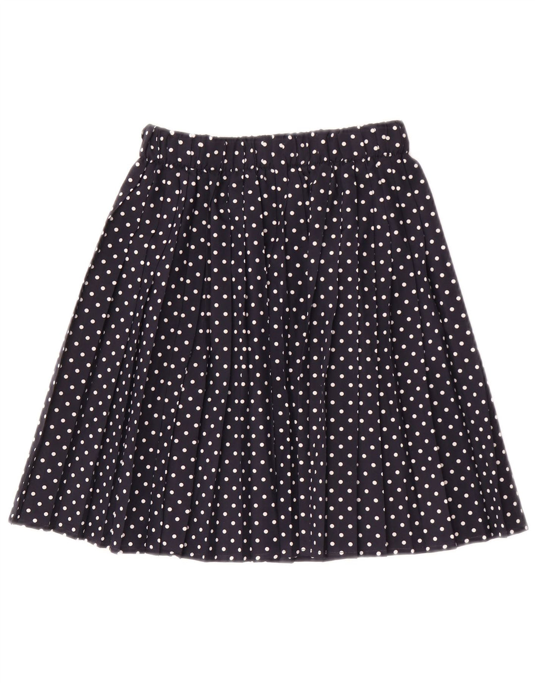 Vintage mujer mini falda plisada IT 42 Medio W26 Azul Marino Lunares