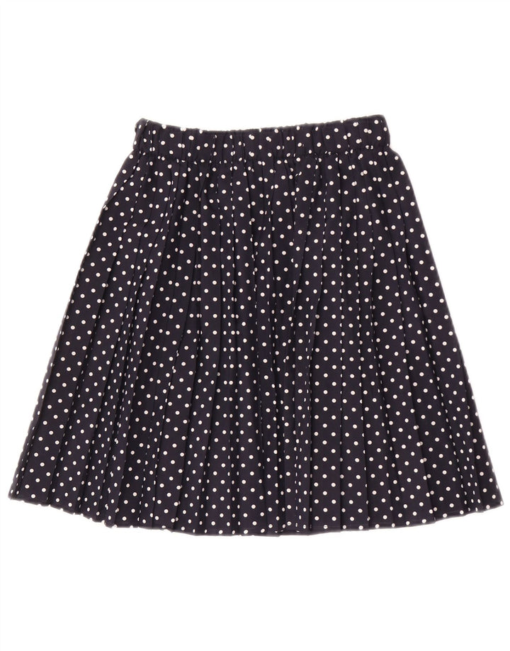 Vintage mujer mini falda plisada IT 42 Medio W26 Azul Marino Lunares
