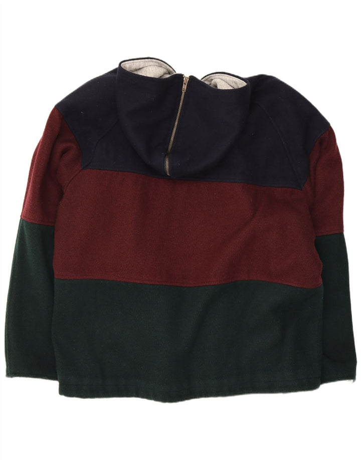 Vintage hombres cortavientos chaqueta Reino Unido 38 medio azul marino colorblock acrílico