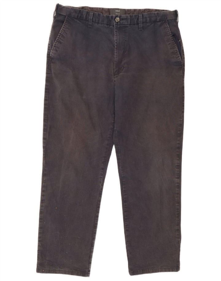 Marks & Spencer Pantalones chinos regulares para hombre W38 L29 Algodón azul marino