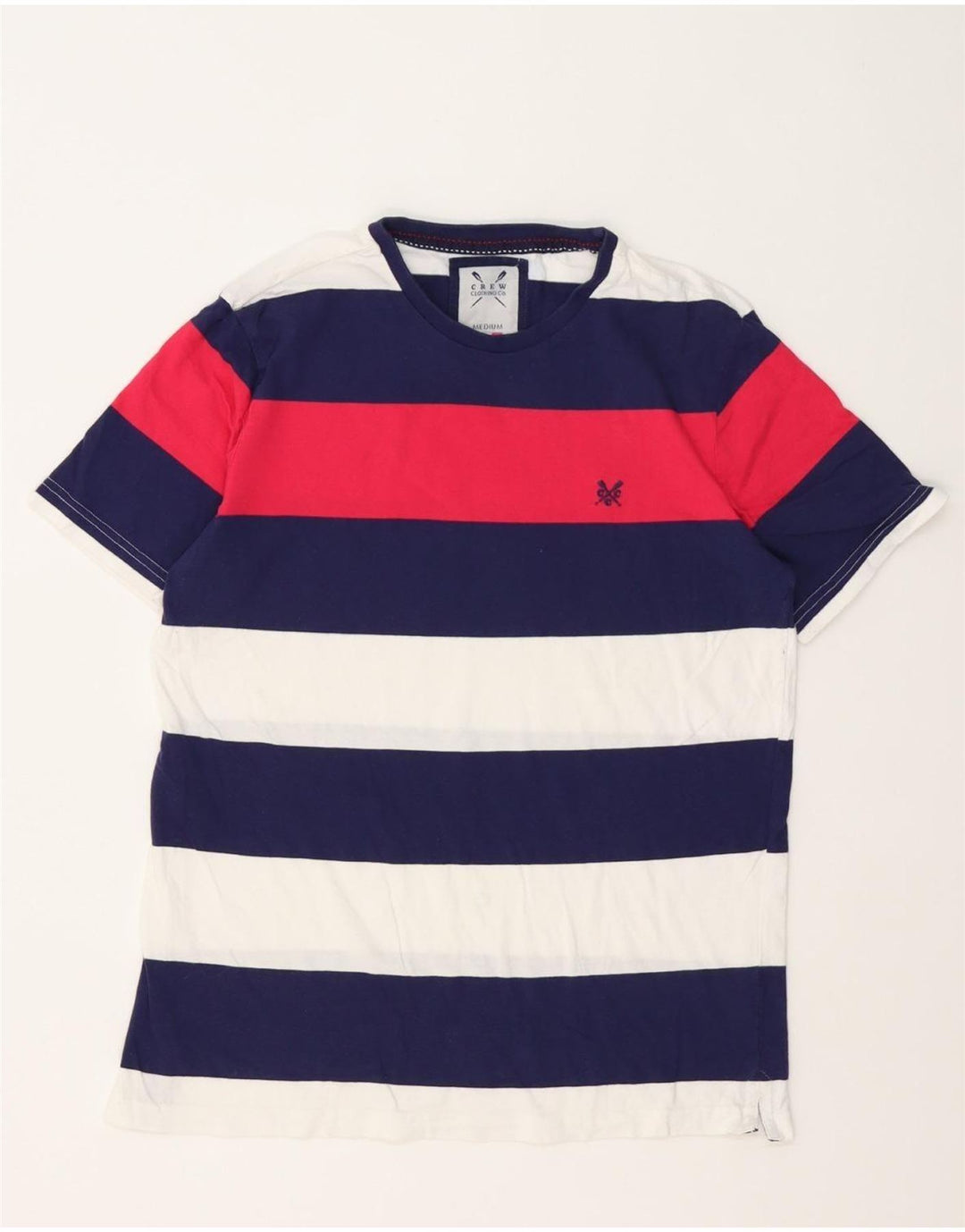 Crew Clothing Camiseta para hombre Top Medium Algodón a rayas multicolor