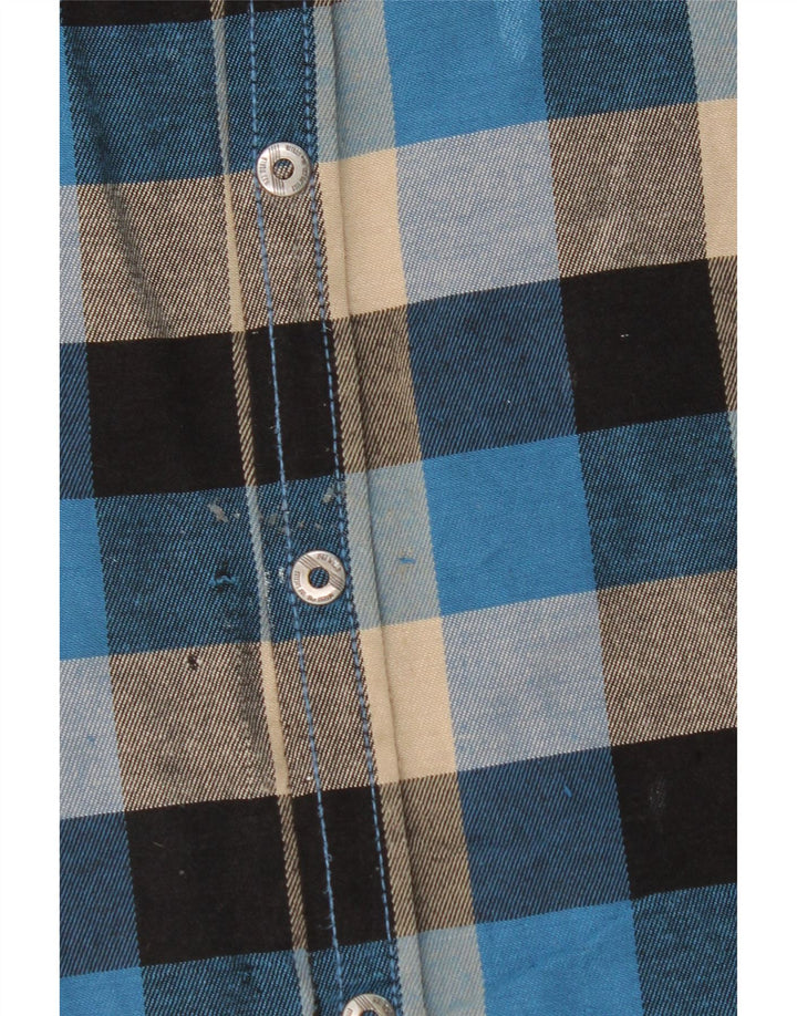 VINTAGE Boys Flannel Shirt 14-15 Years Blue Check Polyester Vintage Vintage and Second-Hand Vintage from Messina Hembry 