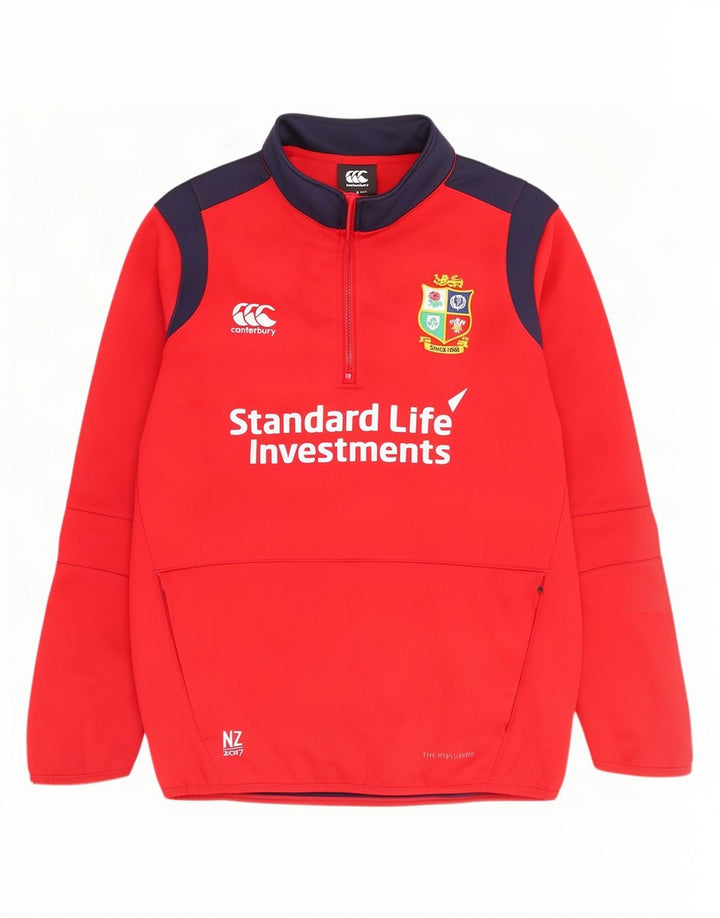 Canterbury Mens Graphic Zip Neck Sudadera Jumper Small Rojo