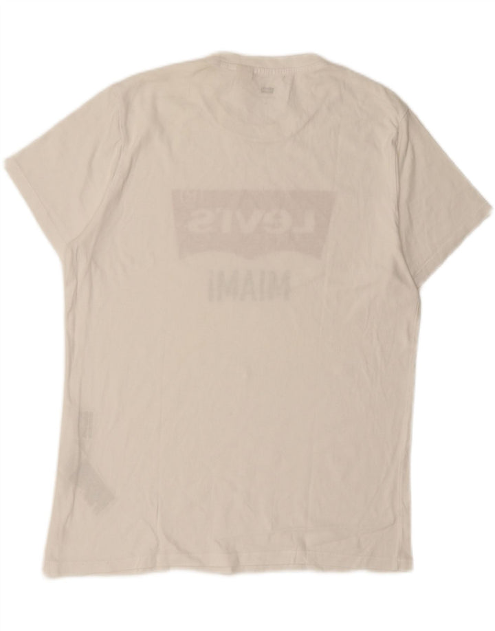 LEVI'S Mens Miami Graphic T-Shirt Top Medium White Cotton Vintage Levi's and Second-Hand Levi's from Messina Hembry 