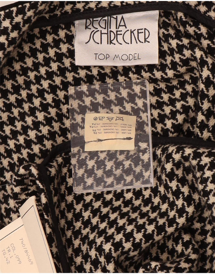 Regina Schrecker Poncho para mujer IT 42 Lana de pata de gallo negra mediana