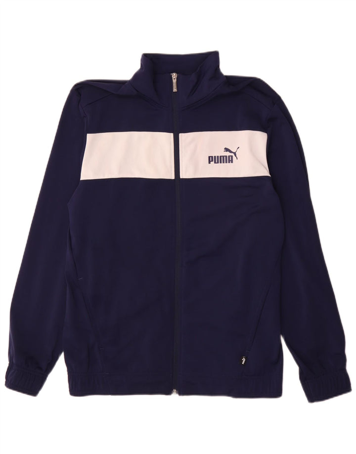 Puma Chaqueta superior de chándal para hombre Poliéster color block azul marino mediano
