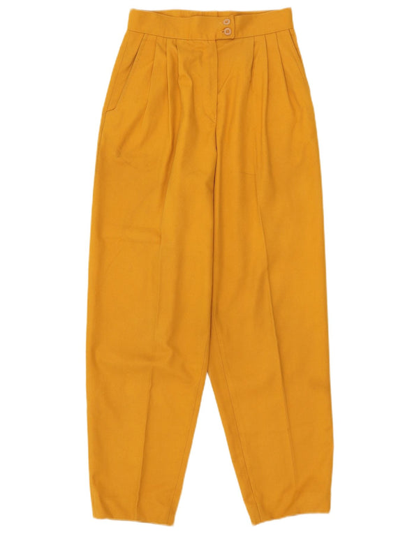 Vintage mujer cintura alta pegado pantalones casuales W25 L27 amarillo