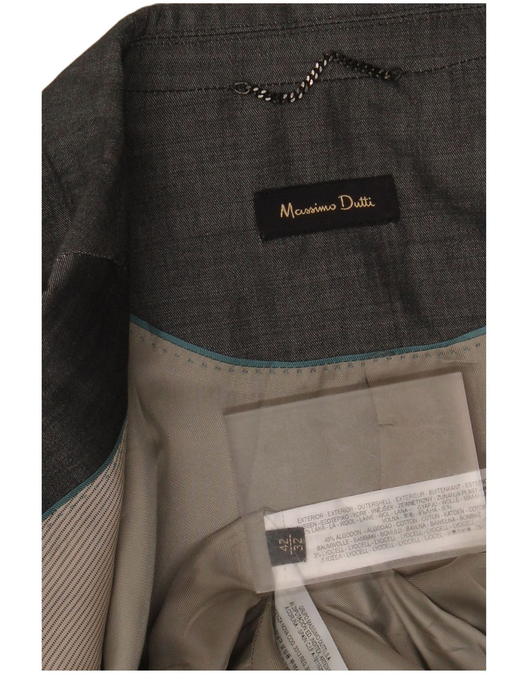 Massimo Dutti Chaqueta Blazer De 2 Botones Mujer EU 42 Grande Gris Algodón