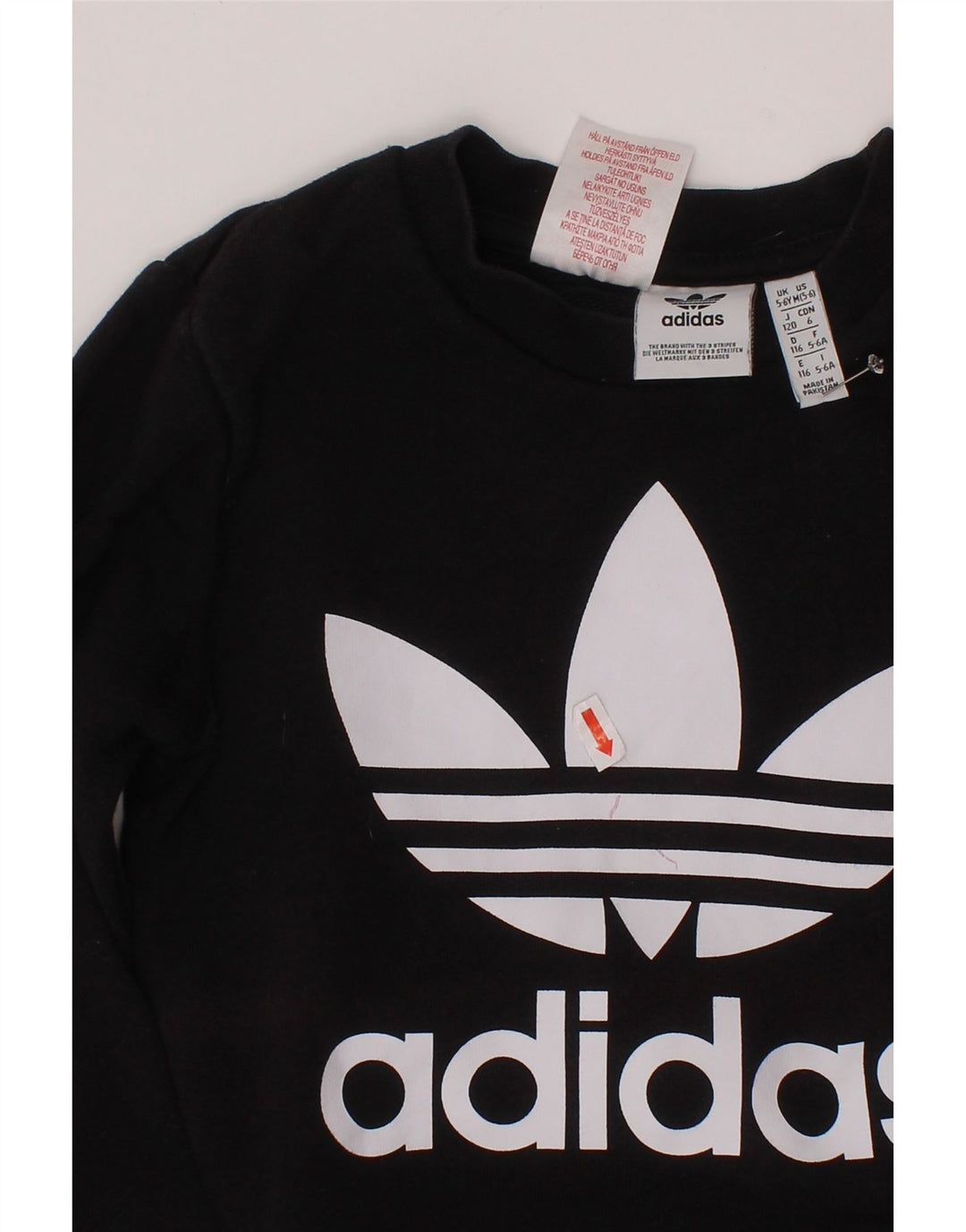 ADIDAS Sudadera con gráfico para niños 5-6 años Algodón negro