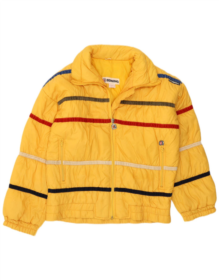 Chaqueta acolchada vintage para mujer IT 46 Poliamida a rayas amarillas grandes retro