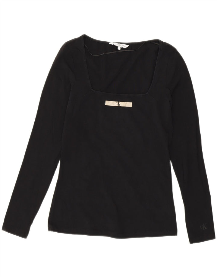 Calvin Klein Top gráfico para mujer manga larga Reino Unido 14 Algodón negro mediano