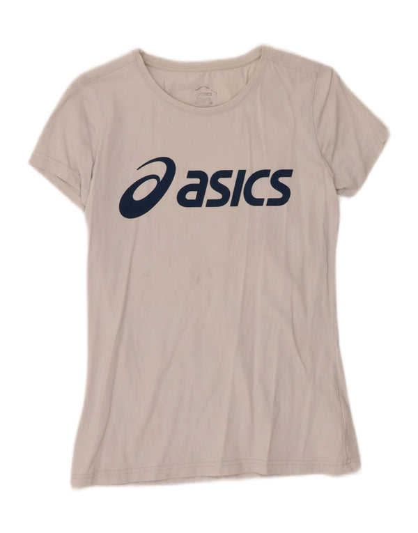 ASICS Womens Graphic T-Shirt Top UK 12 Medium White Cotton