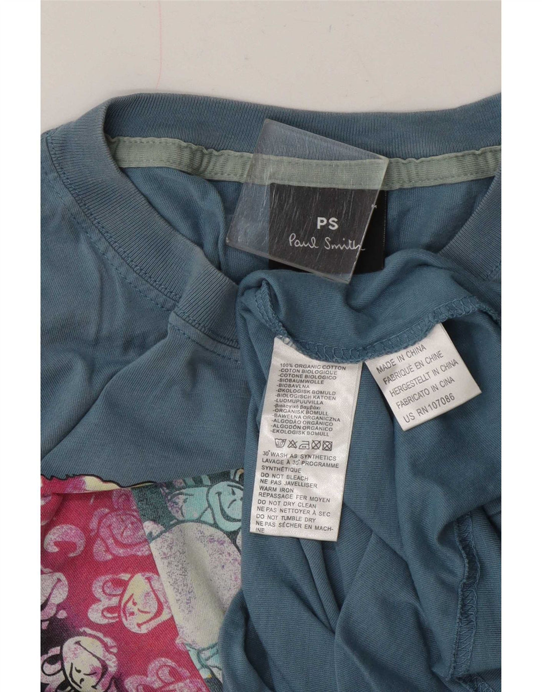 Paul Smith Camiseta gráfica para hombre Top Algodón azul medio