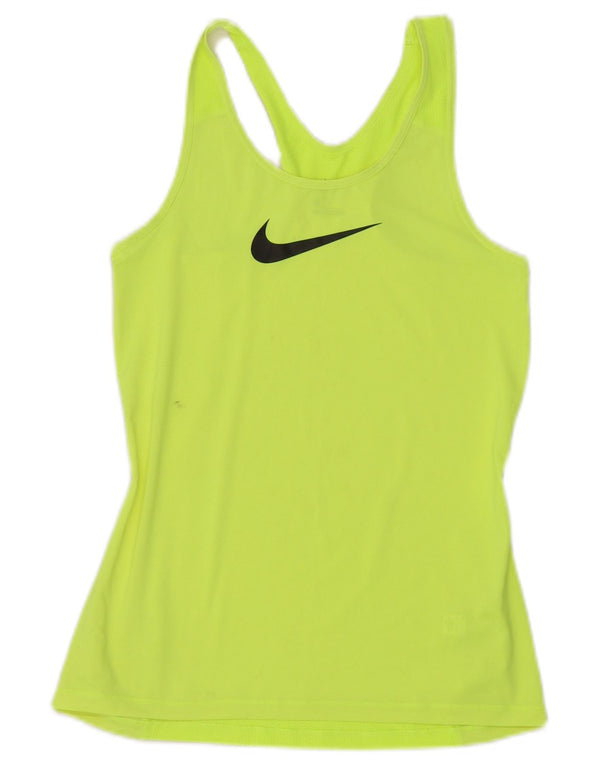 Nike Mujer Dri Fit Graphic Chaleco Top UK 12 Medio Amarillo