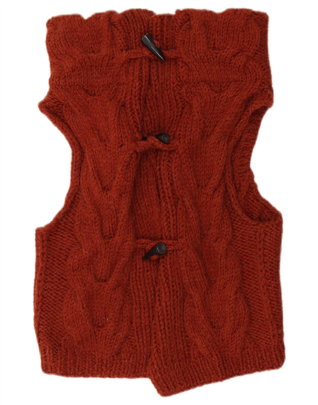 VINTAGE suéter cárdigan sin mangas para mujer Reino Unido 12 marrón medio