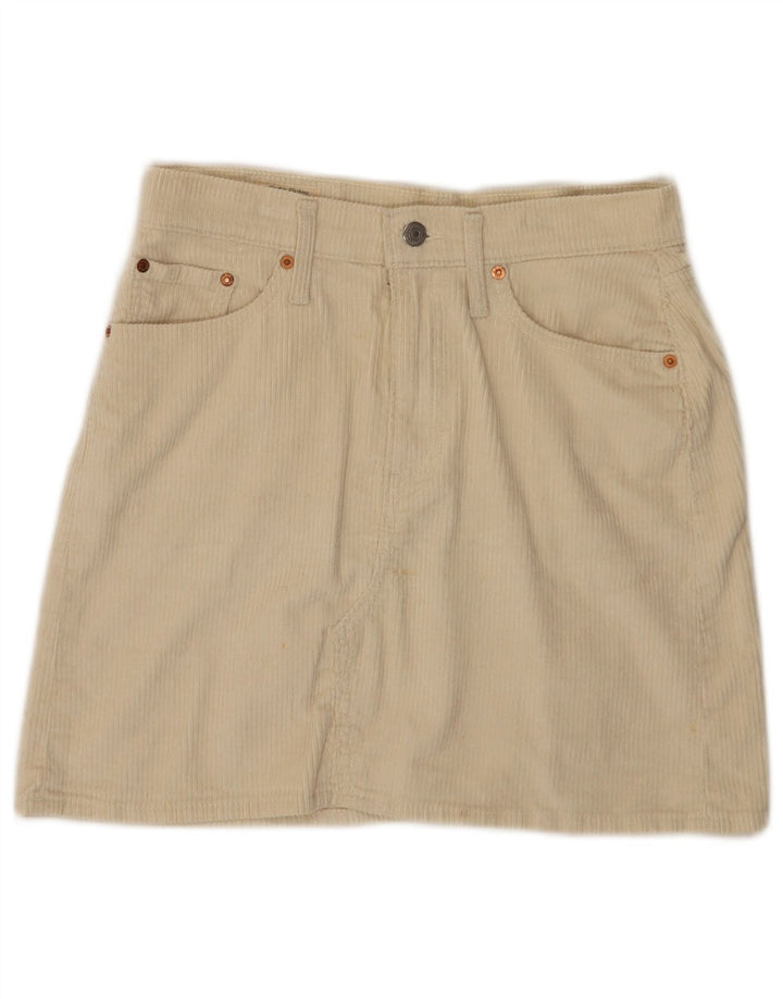 LEVI'S Minifalda de pana 501 para mujer W28 Algodón blanco roto medio