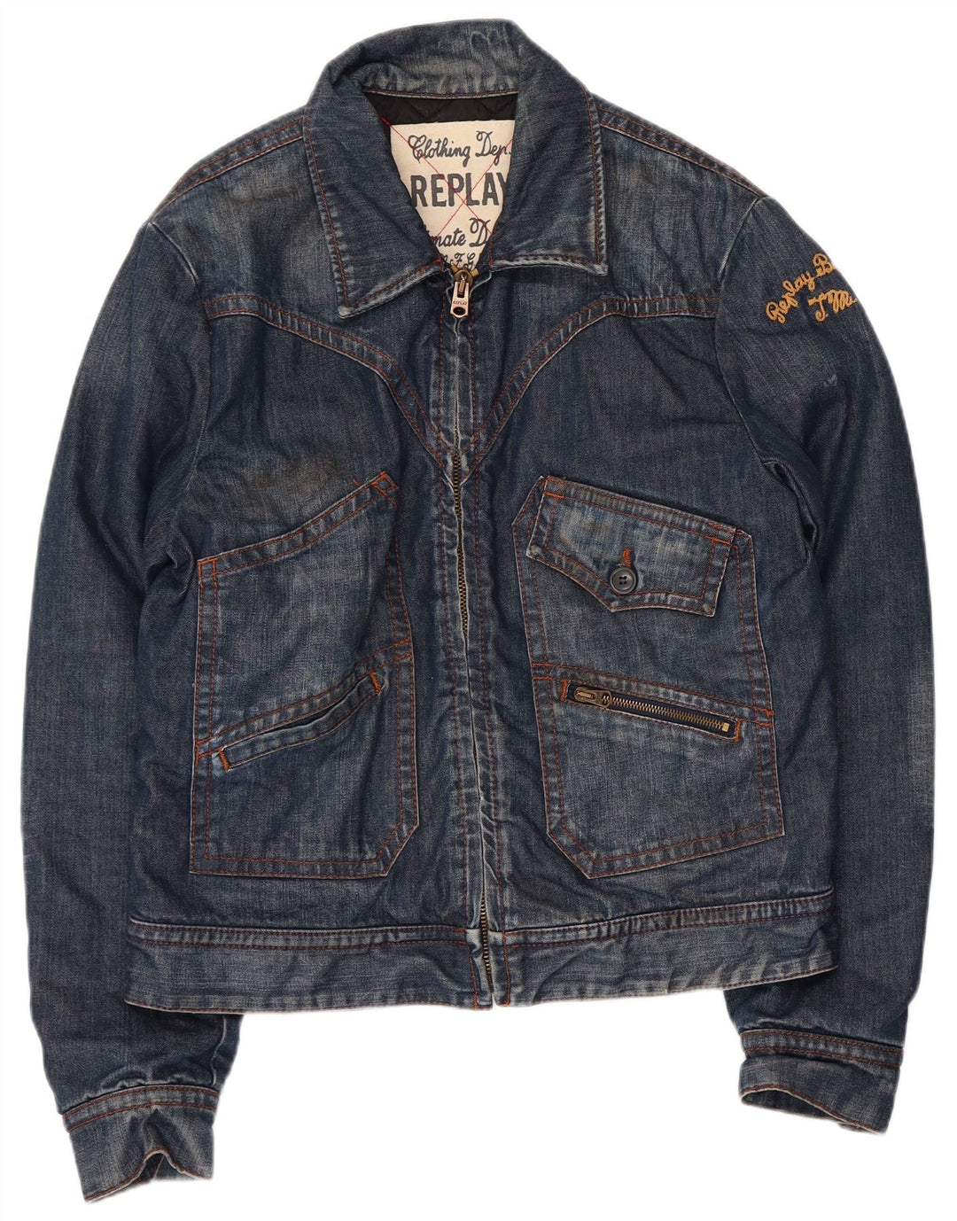 REPLAY Chaqueta vaquera para mujer UK 46 Grande Algodón azul marino