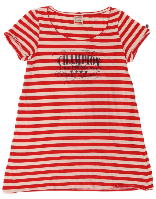 CHAMPION Vestido tipo camiseta Heritage Fit para mujer UK 40 Mediano Rayas rojas