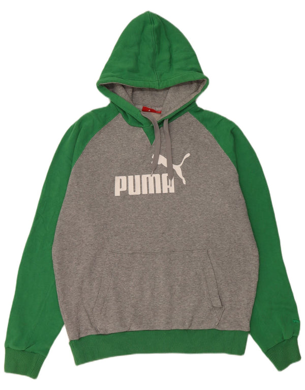 Puma Hombre Sudadera Con Capucha Gráfica De Algodón Color Block Gris Medio