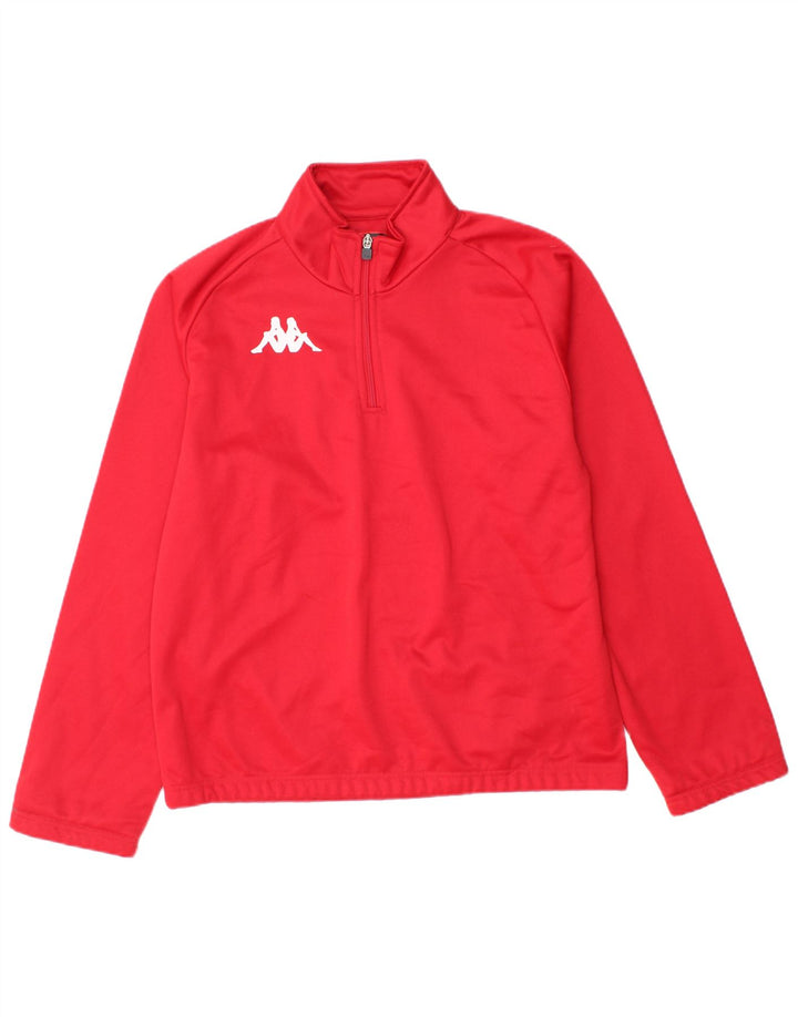 KAPPA Hombre Zip Neck Jersey Chándal Top Medio Rojo Poliéster