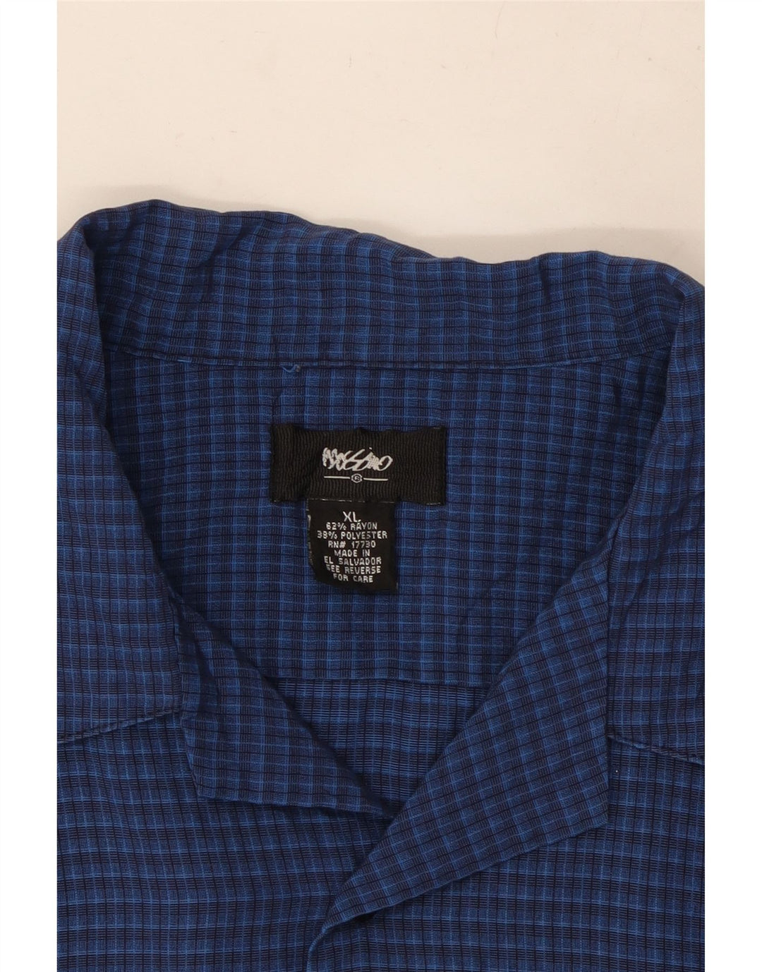 MOSSIMO Camisa Manga Corta Hombre XL Azul Vichy Rayón