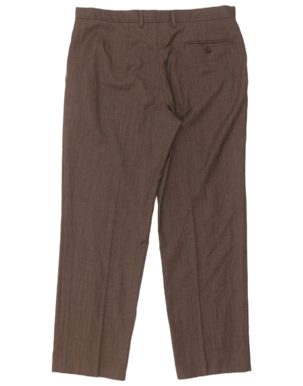 Marks & Spencer Pantalón de traje recto para hombre W36 L31 Lana marrón