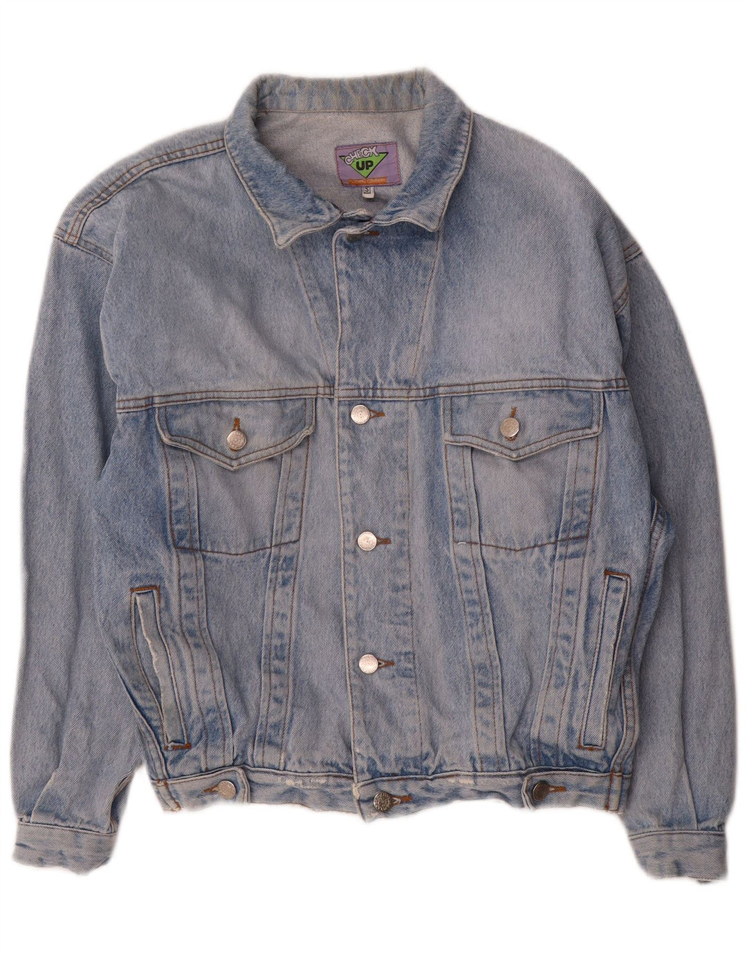 Vintage hombres suelta ajuste chaqueta de mezclilla Reino Unido 36 azul pequeño