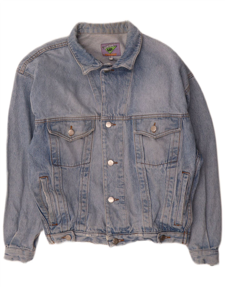 Vintage hombres suelta ajuste chaqueta de mezclilla Reino Unido 36 azul pequeño