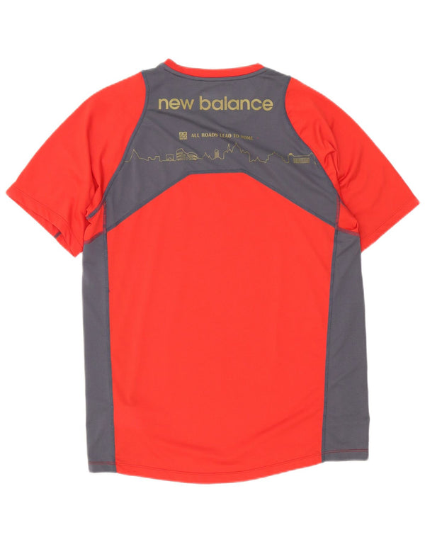 New Balance Hombre Camiseta gráfica Top Medium Red Colourblock Poliéster