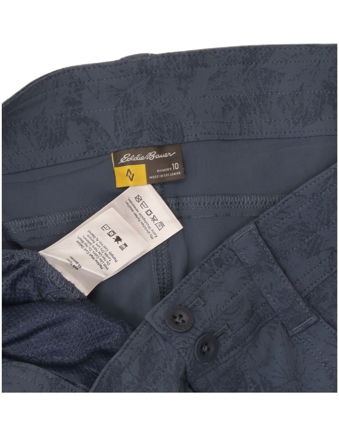 Eddie Bauer Pantalones cortos cargo para mujer US 10 Large W32 Nylon floral azul
