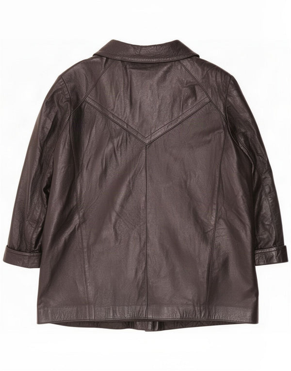 Vintage mujer 3/4 manga chaqueta de cuero Reino Unido 18 XL negro