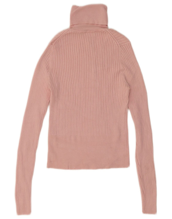 Zara Top Corto Con Cuello Vuelto Para Mujer UK 42 Viscosa Rosa Mediana