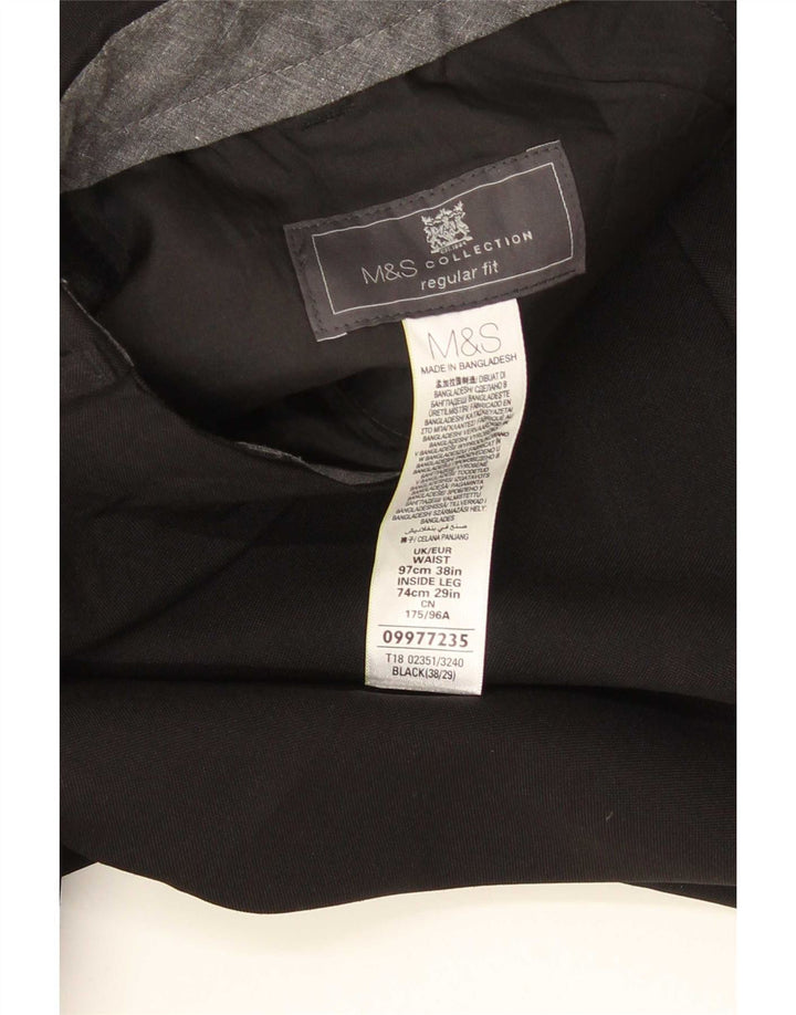 Marks & Spencer Pantalones de traje de corte regular para mujer W38 L29 Poliéster negro