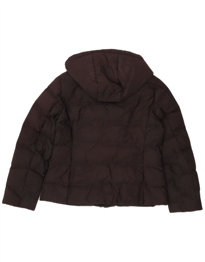 Zara Mujer Chaqueta Acolchada Con Capucha UK 46 Grande Poliéster Negro
