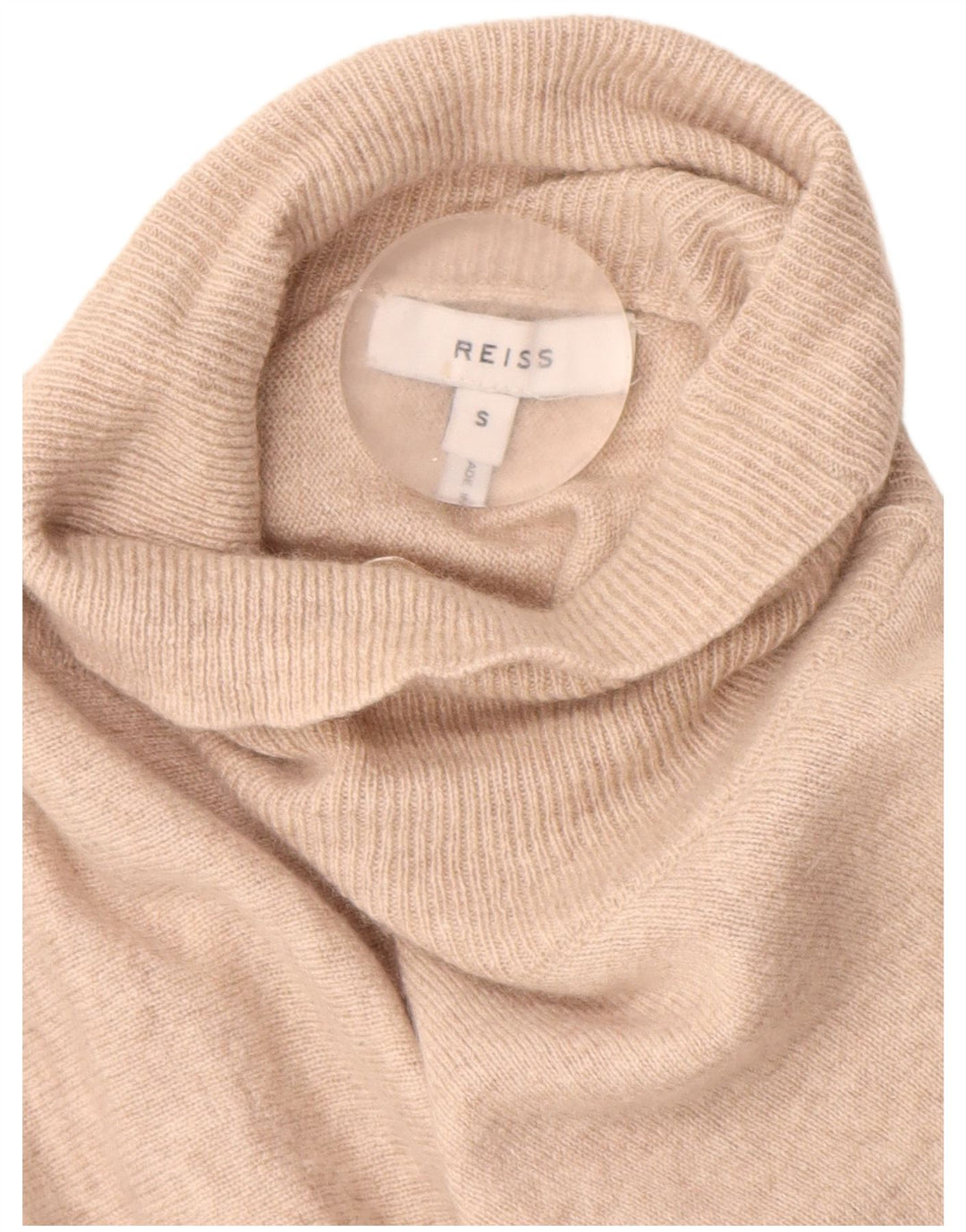 Reiss Mujer Batwing Roll Neck Jumper Sweater UK 10 Small Beige Lana