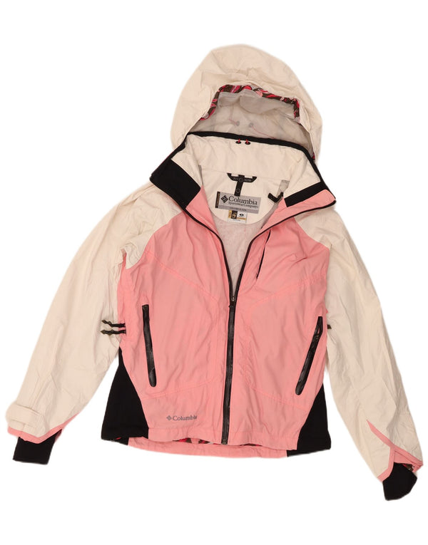 Columbia Chaqueta de esquí con capucha para mujer UK 40 Small White Colourblock Nylon