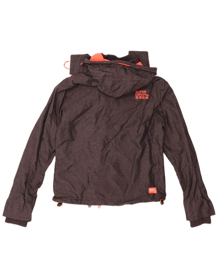 SUPERDRY Chaqueta cortavientos con capucha para mujer, talla 40, color gris medio