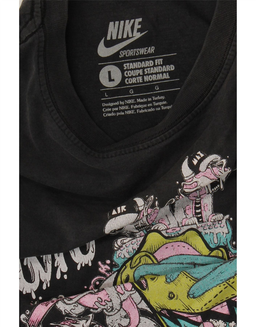 Nike Camiseta gráfica de ajuste estándar para hombre, talla grande, color negro