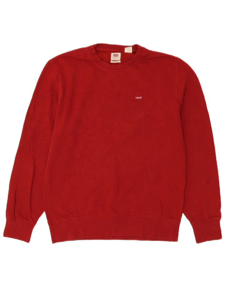 Levi's Mens Standard Sudadera Jumper Pequeño Algodón Rojo