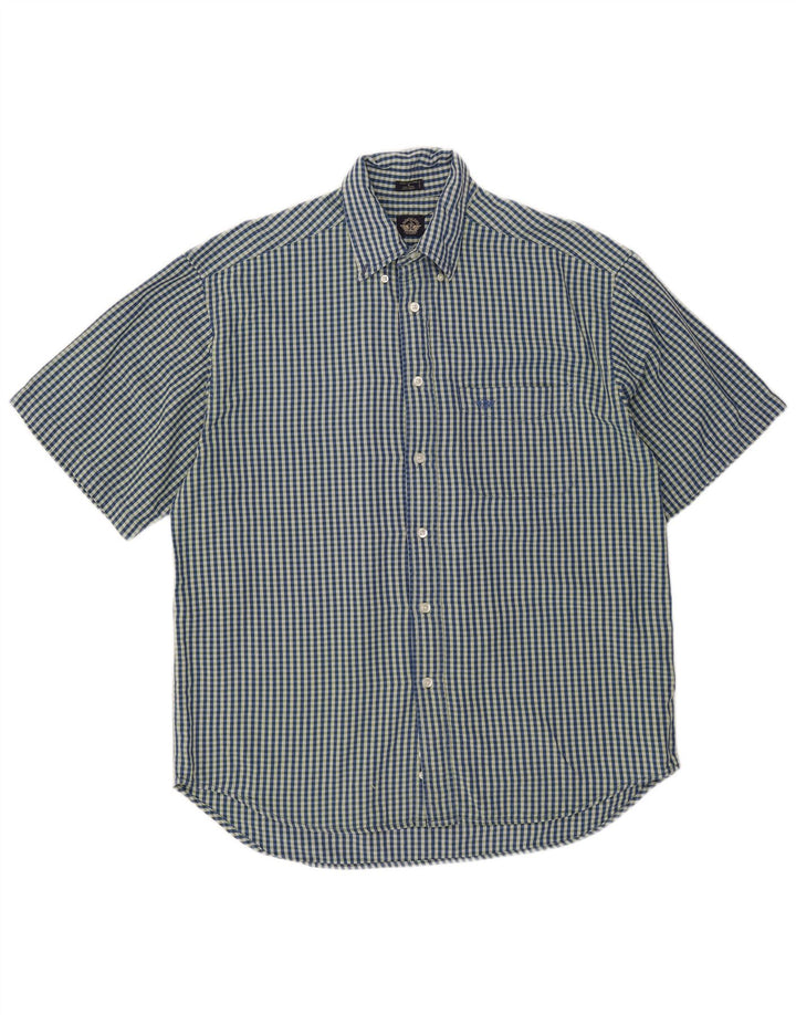 Camisa Dockers Hombre Manga Corta Algodón Vichy Azul Medio