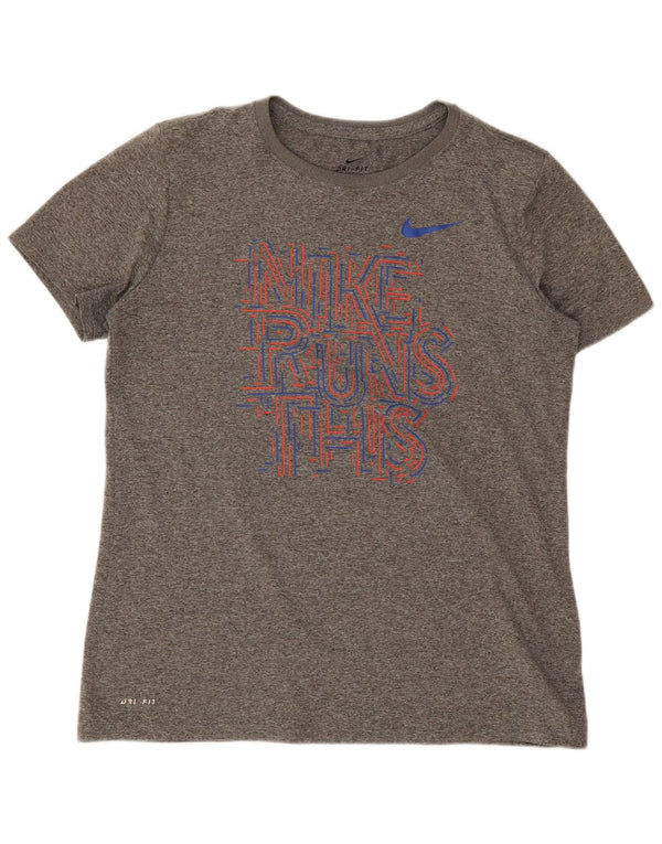 Nike Camiseta Dri Fit Graphic para Mujer UK 40 Gris Medio