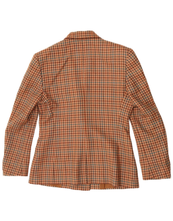 Vintage mujer chaqueta blazer de doble pecho IT 42 pata de gallo marrón medio