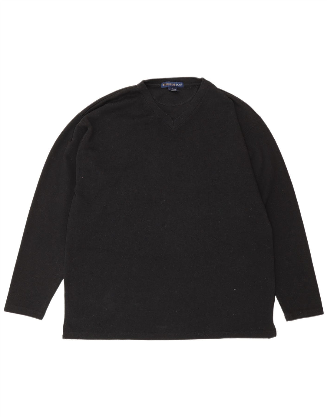 Camiseta esencial para hombre de manga larga de poliéster negro grande