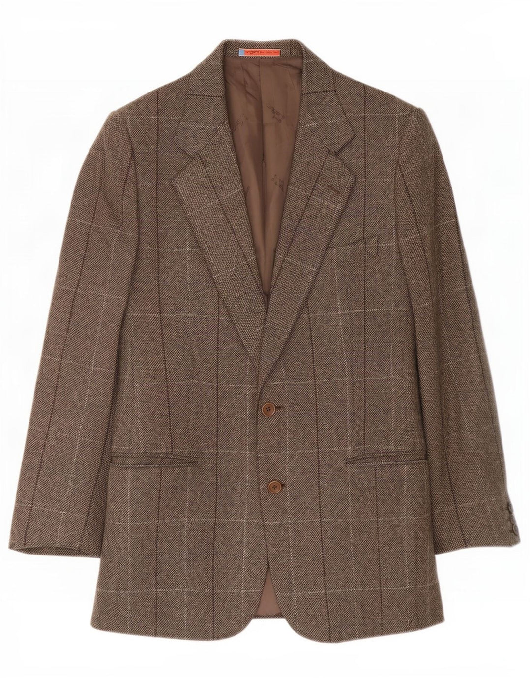 Ungaro Chaqueta tipo blazer de 2 botones para hombre IT 48 Lana virgen a cuadros marrón medio