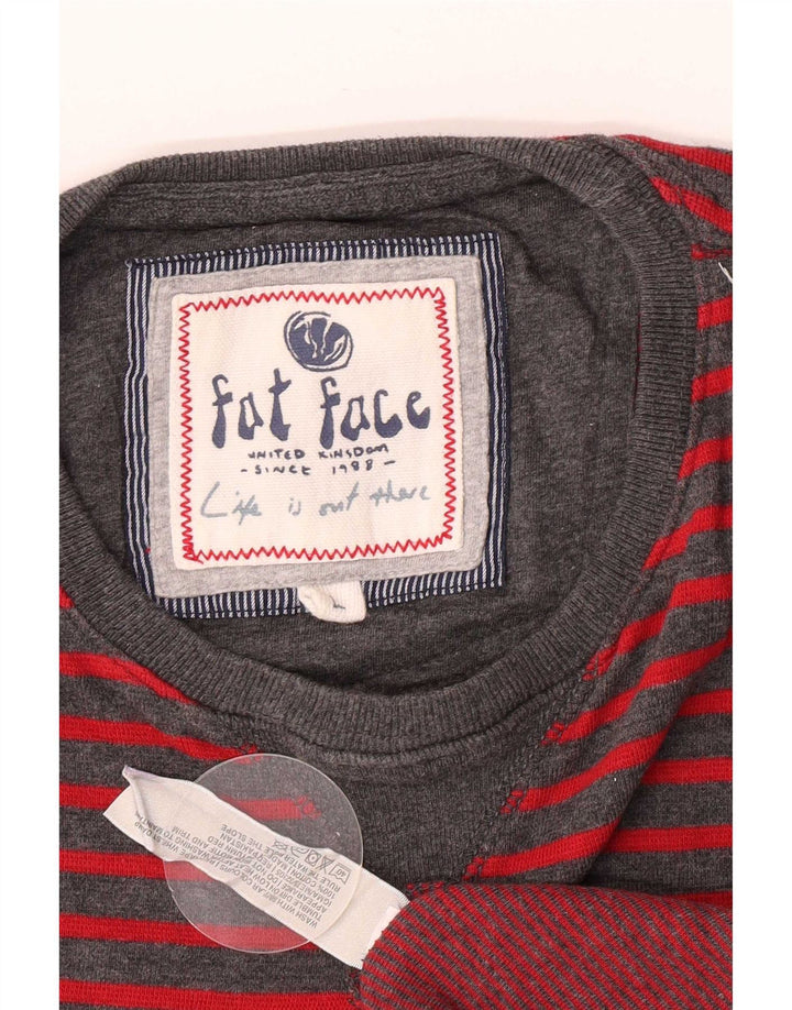Camiseta de hombre Fat Face de manga larga de algodón gris a rayas grandes