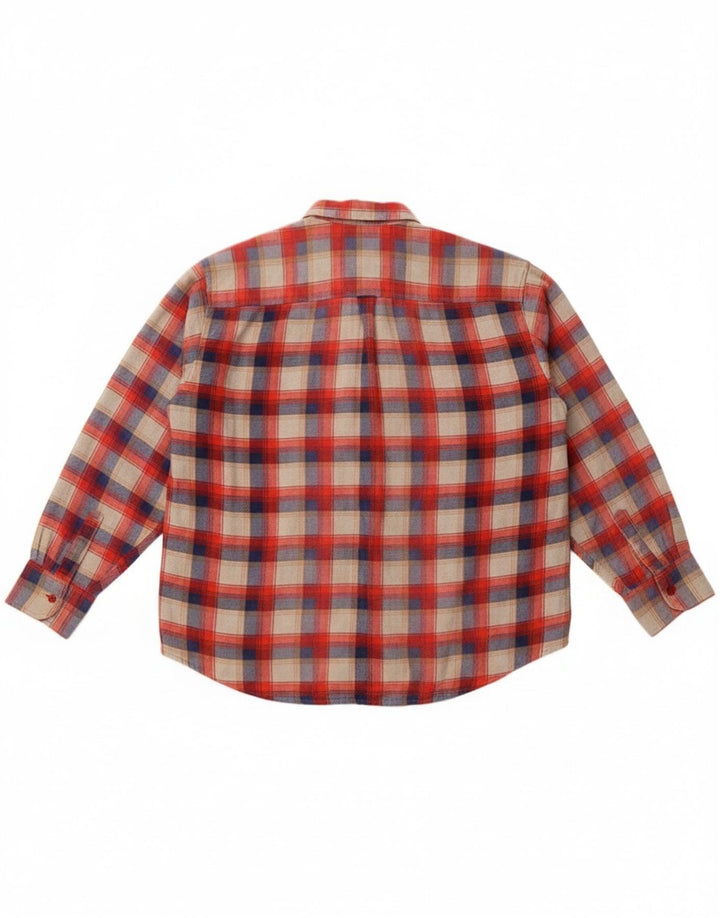 Camisa de franela para hombre John Peel de algodón a cuadros rojos medianos