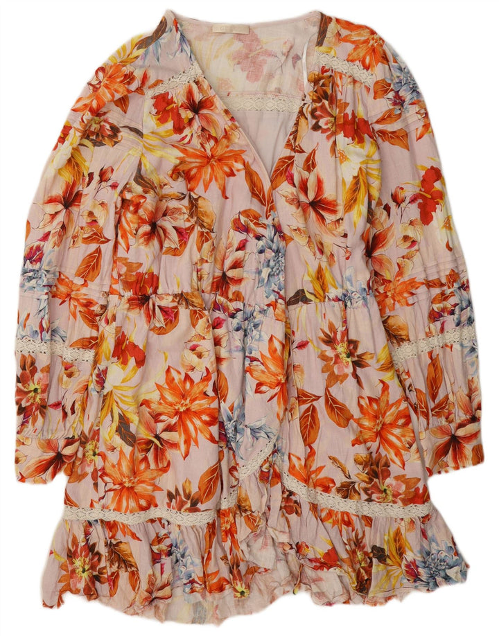 Guess Vestido escalonado para mujer UK 42 Medio Viscosa floral multicolor