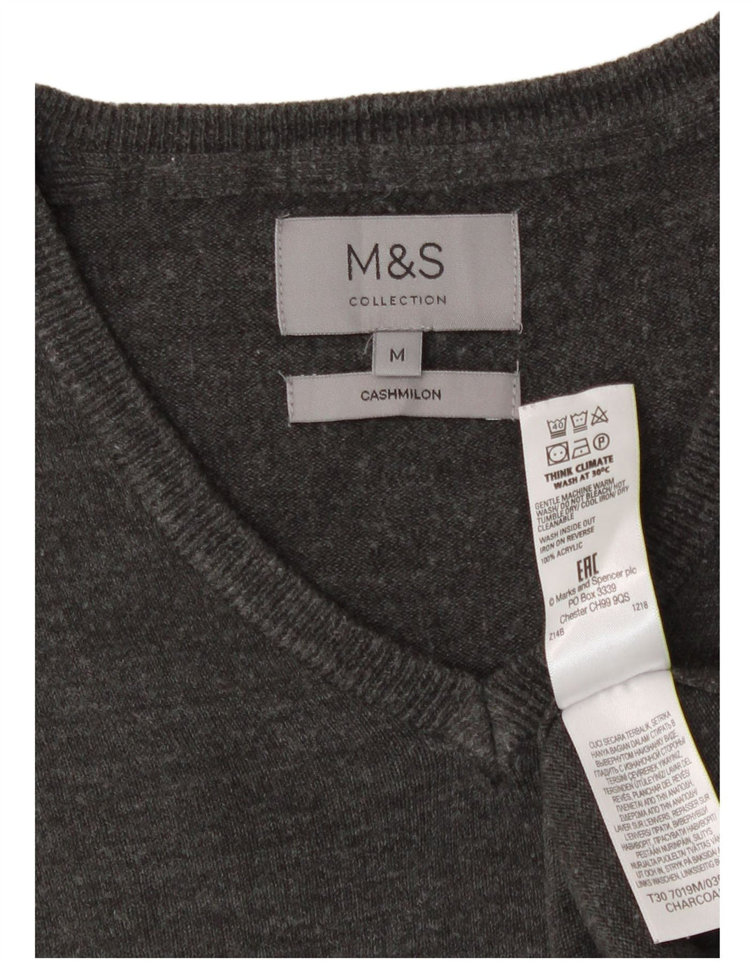 Marks & Spencer Jersey con Cuello en V para Hombre Acrílico Gris Medio